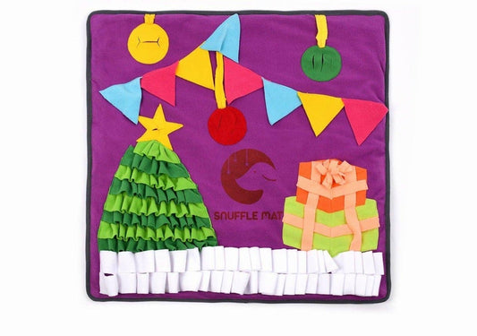 Christmas Pet Snuffle Puzzle Mat for Mental and Physical Stimulation-0