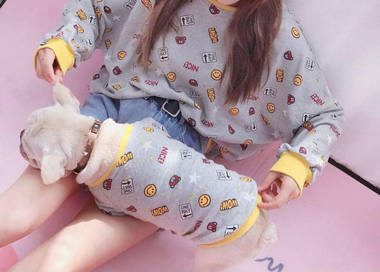 Cozy Love Print Cardigan-Sweater Set for Pet and Owner-1